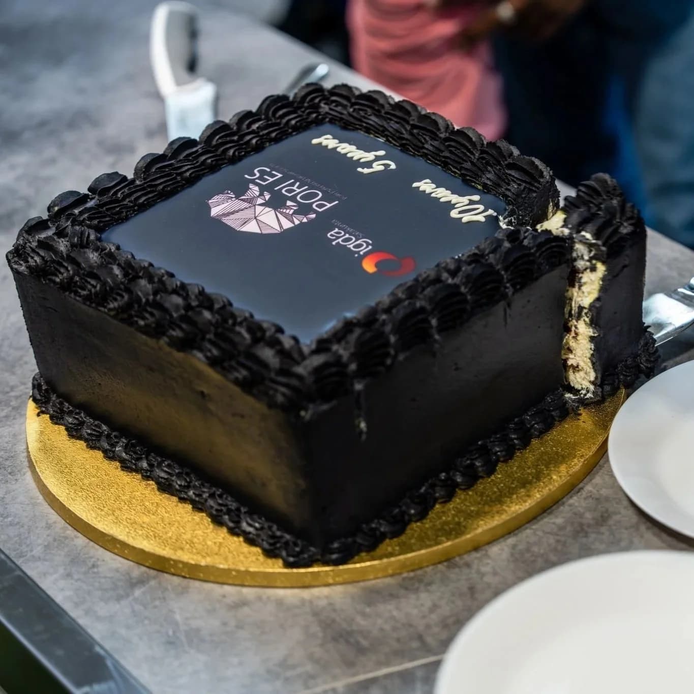 Anniversary celebration cake for 5 years PoriES and 10 years IGDA Satakunta